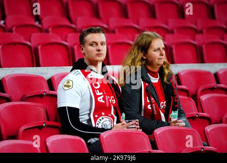 Les fans des stands devant le groupe de l'UEFA Champions League A match à la Johan Cruyff Arena d'Amsterdam, aux pays-Bas. Date de la photo: Mercredi 26 octobre 2022. Banque D'Images
