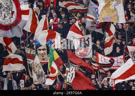 Amsterdam, pays-Bas. 26 octobre 2022 Amsterdam, pays-Bas. AMSTERDAM - supporters Ajax pendant le groupe de la Ligue des champions de l'UEFA Un match entre Ajax Amsterdam et le FC de Liverpool au Johan Cruijff Arena sur 26 octobre 2022 à Amsterdam, pays-Bas. ANP MAURICE VAN STEEN Banque D'Images