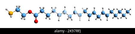 3D image de la formule squelettique de Virodhamine - structure chimique moléculaire de l'O-arachidonoyl éthanolamine isolée sur fond blanc Banque D'Images