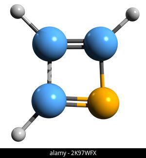 3D image de la formule squelettique Azete - structure chimique moléculaire du composé chimique hétérocyclique isolé sur fond blanc Banque D'Images