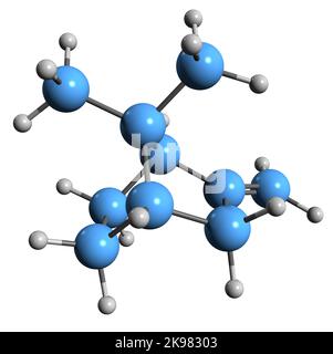 3D image de la formule squelettique alpha-Fenchène - structure chimique moléculaire du composé carbobicyclique isolé sur fond blanc Banque D'Images