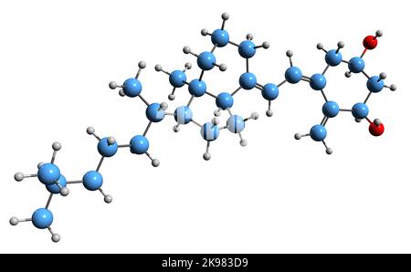 3D image de la formule squelettique Alfacalcidol - structure chimique moléculaire du 1-hydroxycholecalciférol isolé sur fond blanc Banque D'Images