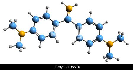 3D image de la formule squelettique Auramine O - structure chimique moléculaire du colorant diarylméthane isolé sur fond blanc Banque D'Images