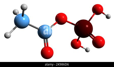 3D image de la formule squelettique de l'acétylphosphate - structure chimique moléculaire de l'acétate de phosphono isolé sur fond blanc Banque D'Images