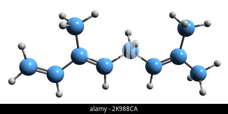 3D image de la formule squelettique de l'ocimène - structure chimique moléculaire du monoterpène isolé sur fond blanc Banque D'Images