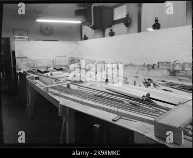 Modèle électrique de chemin de fer, en construction, représentant le Stockholm Södra - Älvsjö. Banque D'Images