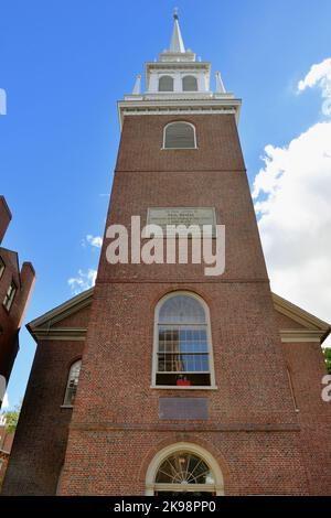 Boston, Massachusetts, États-Unis. L'ancienne église du Nord, construite en 1723, a été inspirée par les œuvres de l'architecte anglais Christopher Wren. Banque D'Images