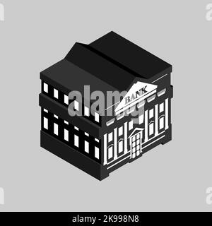 Panneau de style isométrique de bâtiment de banque. Illustration vectorielle Illustration de Vecteur