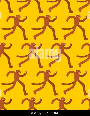 Le modèle de course de Cat est sans couture. Arrière-plan de la séquence PET. Texture du tissu pour bébé Illustration de Vecteur