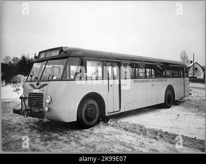 Volvo B 532. Comté de Stockholm Omquarteuss AB, SLO (Stockholm-Roslagens Railway, SRJ). Banque D'Images