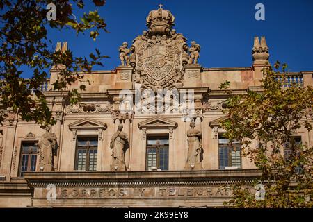 Catalogne capitale Barcelone en Espagne. Correos y Telégrafos State service postal bâtiment Banque D'Images