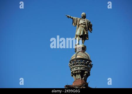 Catalogne capitale Barcelone en Espagne. Monument de Columbus Banque D'Images