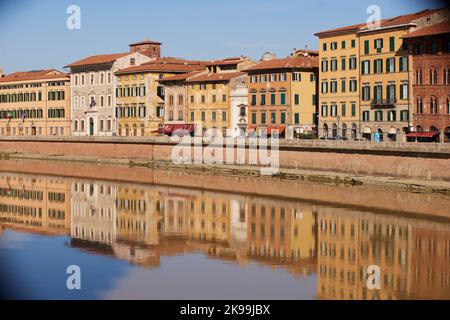 Pise, Toscane, Italie, appartements ligne Arno rivière Banque D'Images