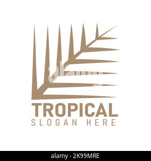 Motif tropical exotique sur les armoiries. logo golden Palm Leaf vector. Palm Therapy Illustration de Vecteur