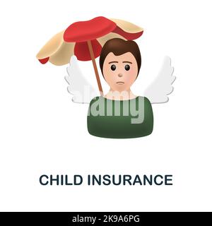 Icône assurance enfant. 3d illustration de la collection d'assurance. Icône Creative Child Insurance 3D pour la conception Web, les modèles, les infographies et plus encore Illustration de Vecteur
