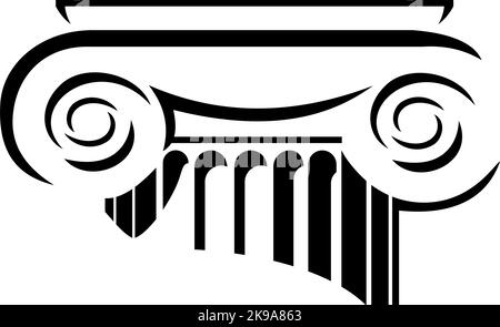 colonne antique classique stylisée, logo noir et blanc Illustration de Vecteur