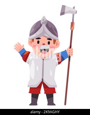 Enfants espagnols de pikeman portant une armure de soldat militaire espagnol avec lance Illustration de Vecteur