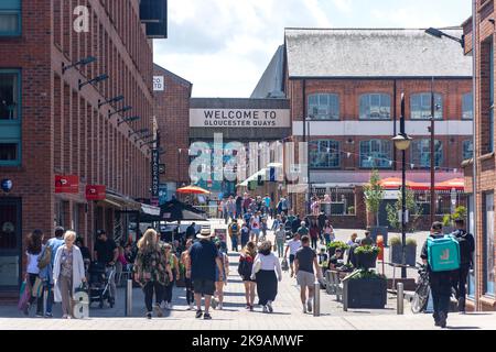 Entrée au centre commercial Gloucester Quays, Gloucester Docks, Gloucester, Gloucestershire, Angleterre, Royaume-Uni Banque D'Images