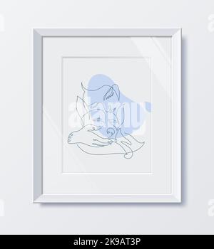 Portrait d'une fille et d'un chien sur un mur blanc dans le style de l'art au trait pour l'impression et le design. Illustration vectorielle. Illustration de Vecteur