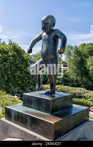 The Angry Boy, Sinnataggen, Vigeland Sculpture Park, Vigelandsanlegget, installation de Vigeland, Vigelandpark, Frogner Park, Oslo, Norvège Banque D'Images