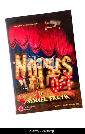 Programme pour le Théâtre Royal Bath production de bruits par Michael Frayn, au Cambridge Arts Theatre. Banque D'Images