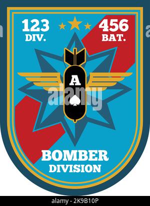 Badge de division du bombardier. Logo militaire. Emblème du chasseur Illustration de Vecteur