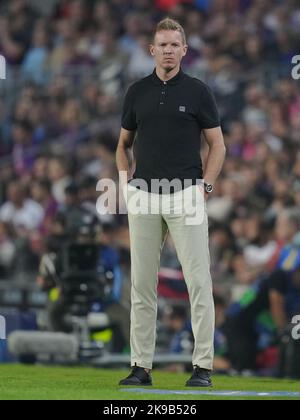 Barcelone, Espagne. 26 octobre 2022, FC Bayern de Munich, entraîneur-chef Julian Nagelsmann lors du match de l'UEFA Champions League, le groupe C entre le FC Barcelone et le Bayern de Munich a joué au stade Spotify Camp Nou sur 26 octobre 2022 à Barcelone, en Espagne. (Photo de Bagu Blanco / PRESSIN) Banque D'Images