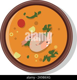 Icône de soupe Tom yum. Vue sur le plateau asiatique Illustration de Vecteur