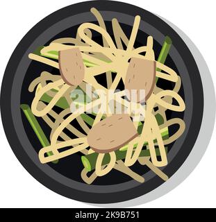 PAD thai Dish vue du dessus. Cuisine asiatique traditionnelle Illustration de Vecteur