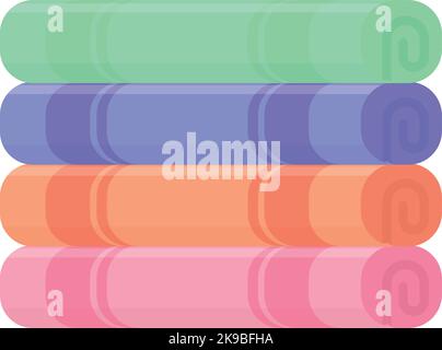 Rouleaux de débarbouillettes de couleur. Icône de pile de serviettes d'hôtel Illustration de Vecteur