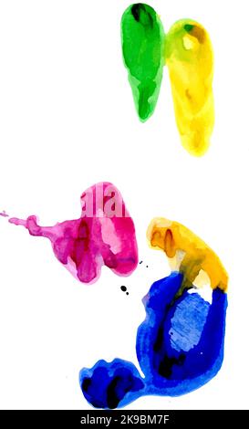 Imprimé à la main multicolore sur fond blanc Illustration de Vecteur