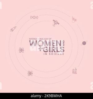 Journée internationale des femmes et des filles dans la science sur le 11 février Illustration de Vecteur