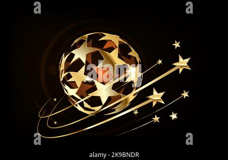 Sphère dorée de 3D formes géométriques d'étoiles. Illustration de Vecteur