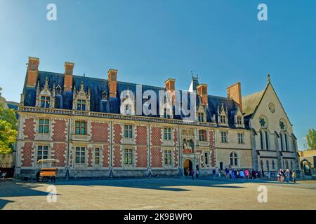 Extérieur du Château Royal de Blois situé dans le centre-ville de Blois, Loir-et-cher, dans la vallée de la Loire, en France. Banque D'Images