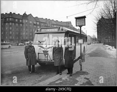 Volvo B 532. Comté de Stockholm Omquarteuss AB, SLO (Stockholm-Roslagens Railway, SRJ). Banque D'Images