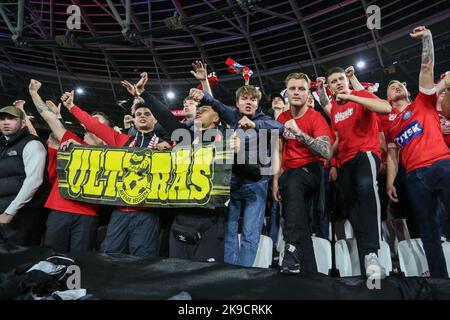 Silkeborg fans lors du match de l'UEFA Europa Conference League West Ham United contre Silkeborg au stade de Londres, Londres, Royaume-Uni. 27th octobre 2022. (Photo par Arron Gent/News Images) Credit: News Images LTD/Alay Live News Banque D'Images