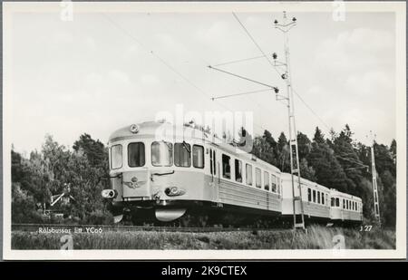 Voitures à moteur, SJ YCO6 appartenant aux chemins de fer de l'État. À l'extrémité de SJ YCO6 836. Banque D'Images