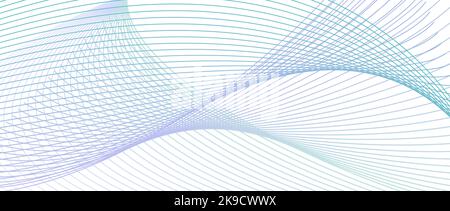 Bleu sarcelle pastel, motif de dessin dynamique violet. Motif filigrane abstrait. Technologie de base pour la bannière. Ligne fine ondulée. Courbe vectorielle subtile. EPS10 Illustration de Vecteur
