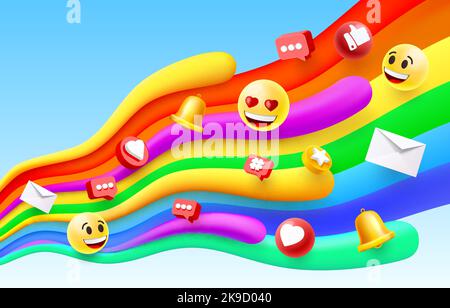 Arc-en-ciel dans le ciel icône sociale, bannière d'art. Illustration vectorielle Illustration de Vecteur