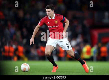 Harry Maguire de Manchester United lors du match de l'UEFA Europa League Group E à Old Trafford, Manchester. Date de la photo: Jeudi 27 octobre 2022. Banque D'Images