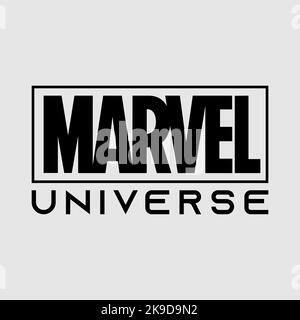 Marvel Universe. Marvel Cinematic Universe est une franchise américaine de médias et un univers partagé centré sur une série de films superhéros produits par marv Illustration de Vecteur