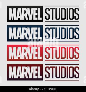 Marvel Studios. L'univers cinématographique Marvel est une franchise américaine de médias et un univers partagé centré sur une série de films superhéros produits par Marve Illustration de Vecteur