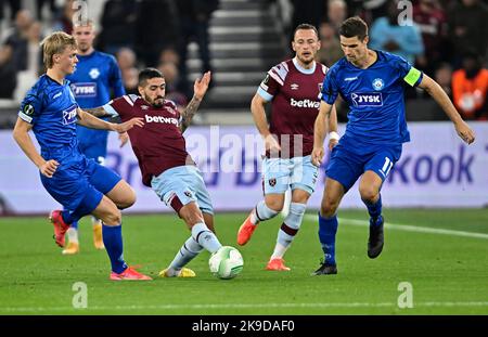 Londres, Royaume-Uni. 27th octobre 2022. Manuel Lanzini (West Ham) pendant le West Ham vs Silkeborg SI UEFA Europa Conference League match au London Stadium Stratford. Crédit : MARTIN DALTON/Alay Live News Banque D'Images