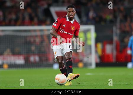 Tyrell Malacia lors du match de l'UEFA Europa League Manchester United contre Sheriff Tiraspol à Old Trafford, Manchester, Royaume-Uni, 27th octobre 2022 (photo de Stefan Constantin/News Images) Banque D'Images