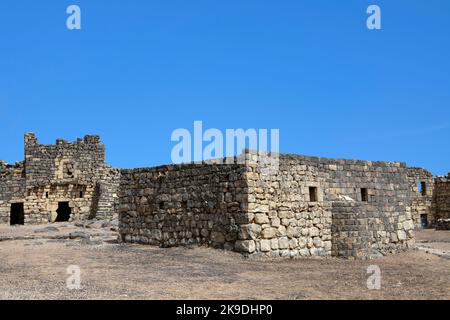 À l'intérieur des ruines Qasr Azraq fort Desert Castle Jordan Banque D'Images