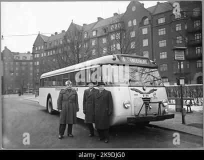 Volvo B 532. Comté de Stockholm Omquarteuss AB, SLO (Stockholm-Roslagens Railway, SRJ). Banque D'Images