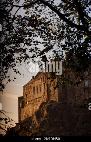 Vue sur le château d'Édimbourg depuis Greyfriars Kirkyard Banque D'Images