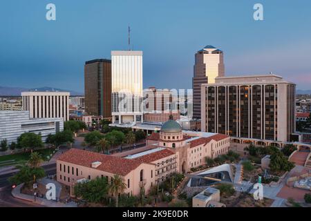 Tucson Arizona Cityscape et le palais de justice du comté d'Old Pima, Banque D'Images