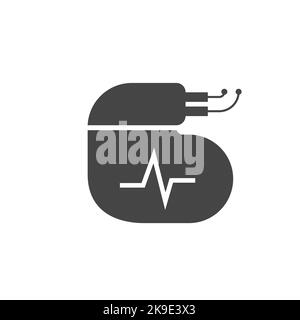 Icône de stimulateur cardiaque artificiel. Illustration plate isolée sur fond blanc. Banque D'Images