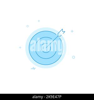 Cible, icône de réalisation des objectifs. Illustration plate. Style de ligne pleine. Conception monochrome bleue. Banque D'Images